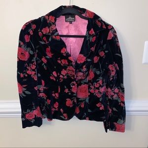 Angie Velvet Rose Print Blazer